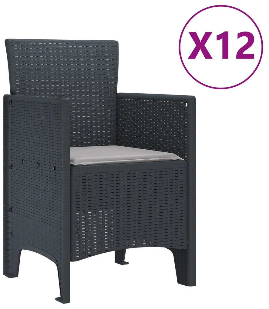 vidaXL Σετ Τραπεζαρίας Κήπου με Μαξιλάρια 13 pcs Ανθρακί