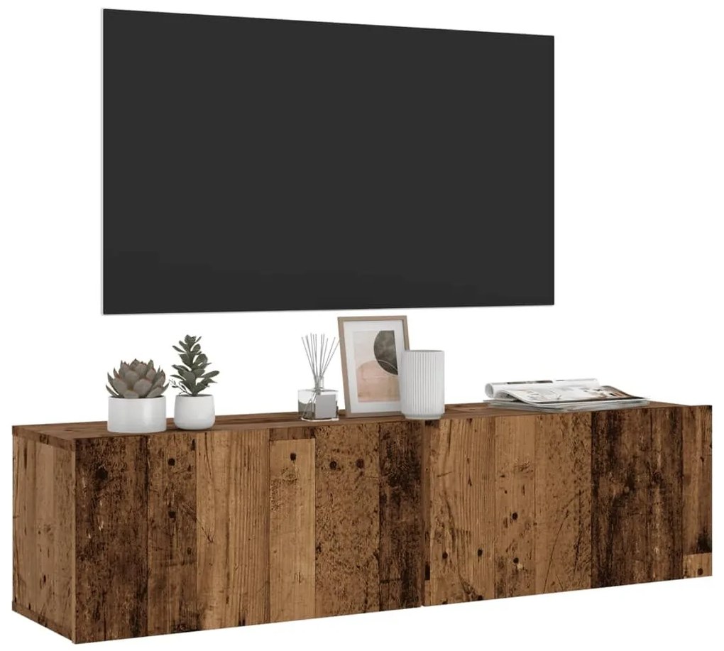 Ντουλάπι Τηλεόρασης Τοίχου Παλιό Ξύλο 120x30x30 εκ Επ. Ξύλο 856020