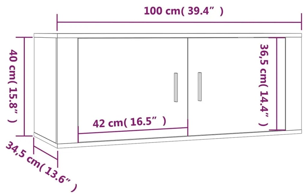 Έπιπλο Τηλεόρασης Επιτοίχιο Καφέ Δρυς 100x34,5x40 εκ. - Καφέ