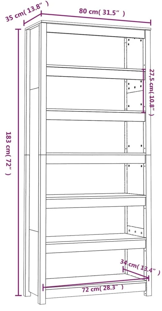 ΒΙΒΛΙΟΘΗΚΗ ΓΚΡΙ 80X35X183 ΕΚ. ΑΠΟ ΜΑΣΙΦ ΞΥΛΟ ΠΕΥΚΟΥ 821696