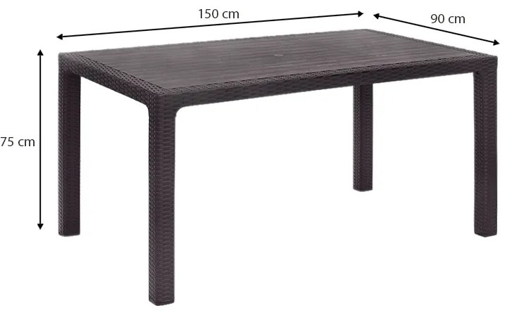 Τραπέζι πολυπροπυλενίου Kalan Megapap χρώμα καφέ 150x90x75εκ.