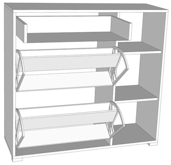 Παπουτσοθήκη Arco 2 Γκρί Concrete - Λευκό 102x33x94,5 εκ. 102x33x94.5 εκ.