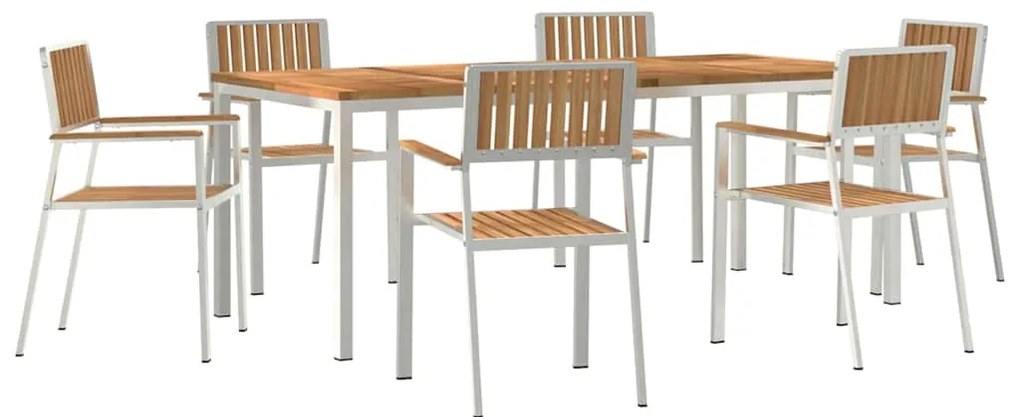 vidaXL Σέτ φαγητού για κήπο 7 pcs Καφέ Μασίφ ξύλο teak