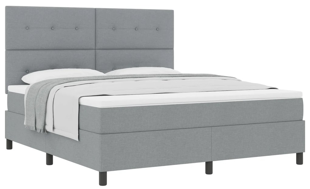 vidaXL Κρεβάτι Box Spring με Στρώμα Ανοιχτό Γκρι Σούπερ Βασιλικό Ύφασμα
