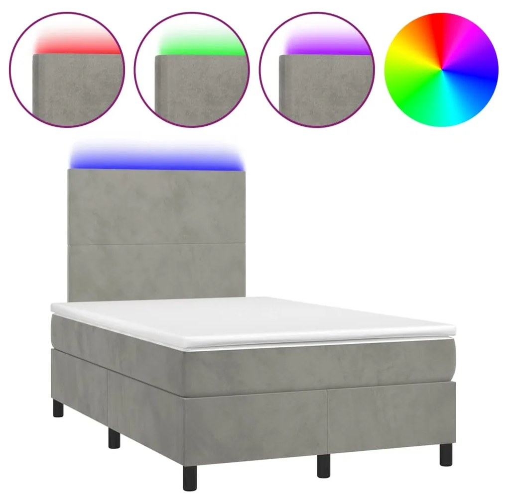 ΚΡΕΒΑΤΙ BOXSPRING ΜΕ ΣΤΡΩΜΑ &amp; LED ΑΝ.ΓΚΡΙ 120X190ΕΚ. ΒΕΛΟΥΔΙΝΟ 3270299