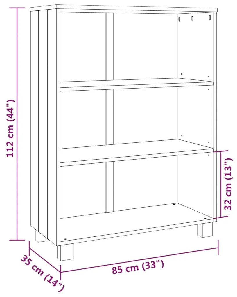 Βιβλιοθήκη HAMAR Καφέ Μελί 85 x 35 x 112 εκ. Μασίφ Ξύλο Πεύκου - Καφέ