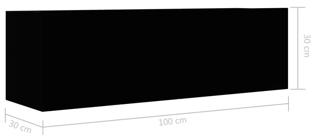 Έπιπλο Τηλεόρασης Μαύρο 100 x 30 x 30 εκ. από Επεξ. Ξύλο - Μαύρο