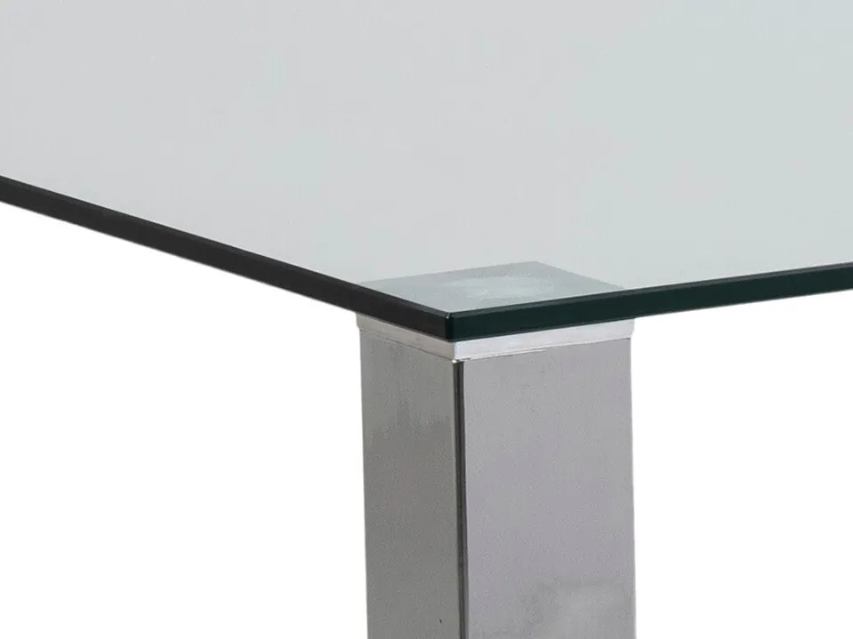 Τραπέζι Oakland 151, Ασημί, 75x90x180cm, Επεξεργασμένο γυαλί, Μέταλλο