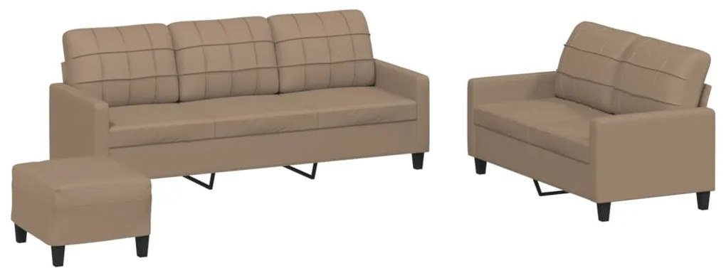 vidaXL Πολυθρόνες Σετ 3 Τεμ. Καπουτσίνο Συνθετικό Δέρμα Μαξιλάρια