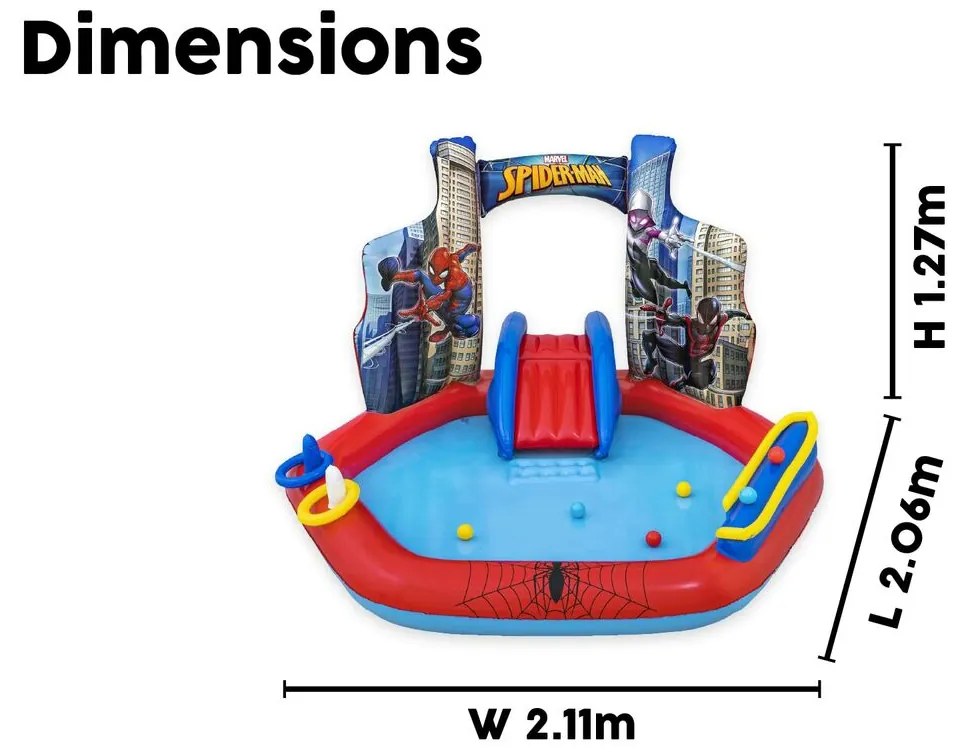 Παιδική πισίνα Bestway Spiderman 211 x 206 x 127 cm Παιδική χαρά