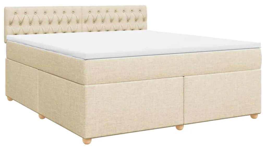 vidaXL Κρεβάτι Boxspring με Στρώμα Κρεμ 180x200 εκ. Υφασμάτινο