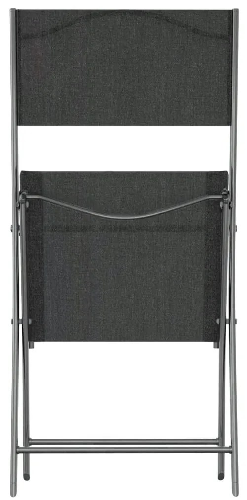 vidaXL Καρέκλες Εξ. Χώρου Πτυσσόμενες 2 τεμ. Μαύρες. Ατσάλι/Textilene