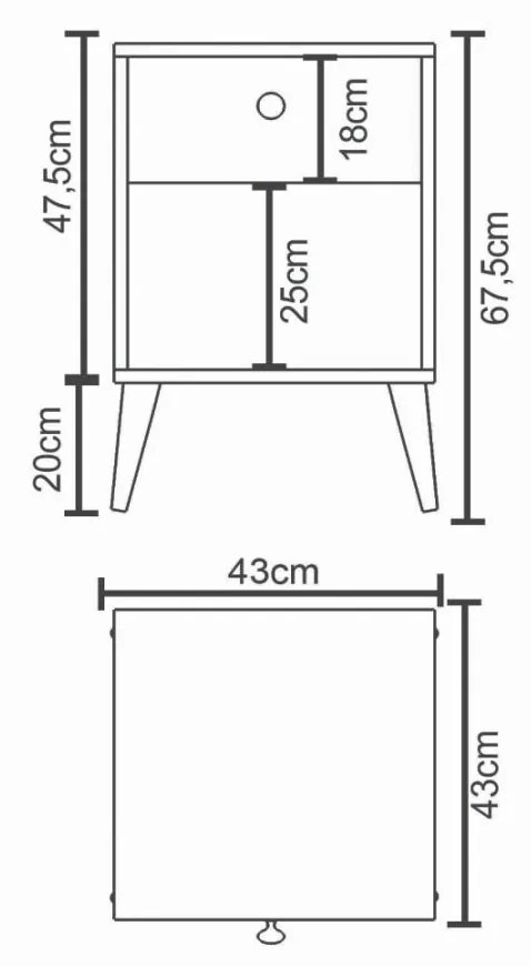 Κομοδίνο AMARI Δρυς/Λευκό Μοριοσανίδα 43x43x67.5cm - 14870063 - 14870063