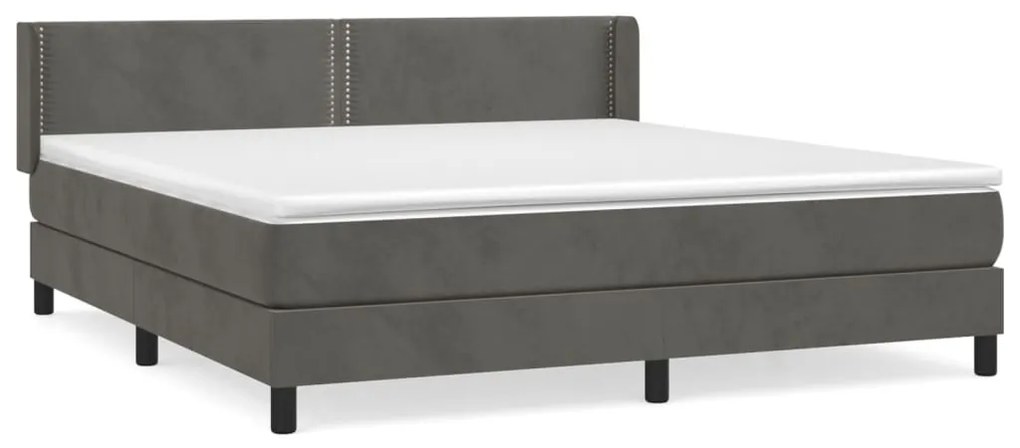 vidaXL Κρεβάτι Boxspring με Στρώμα Σκούρο Γκρι 180x200 εκ. Βελούδινο