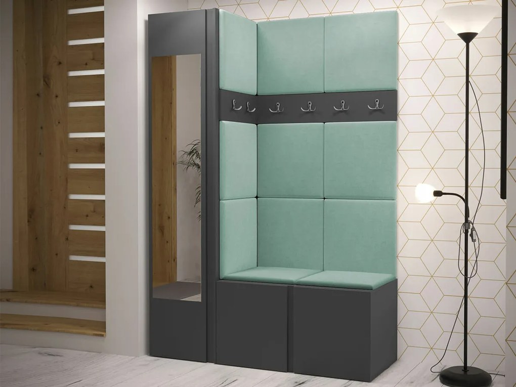 Σετ διαδρόμου Hartford 277, 186x124x46cm, 66 kg, Καθρέφτης, Γραφίτης, Πλαστικοποιημένη μοριοσανίδα, Ταπισερί, Εντοιχισμένη, Τοίχου | Epipla1.gr