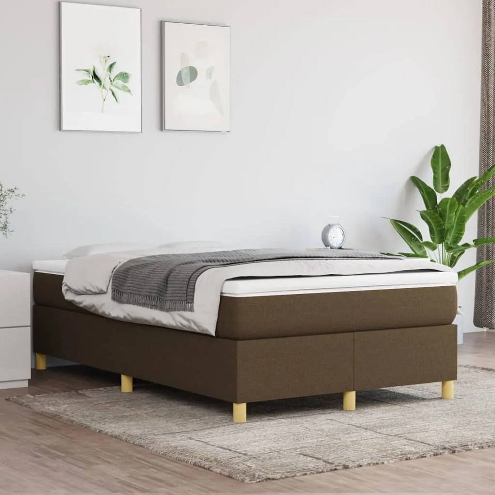 Κρεβάτι Boxspring με Στρώμα Σκούρο Καφέ 120x200 εκ. Υφασμάτινο