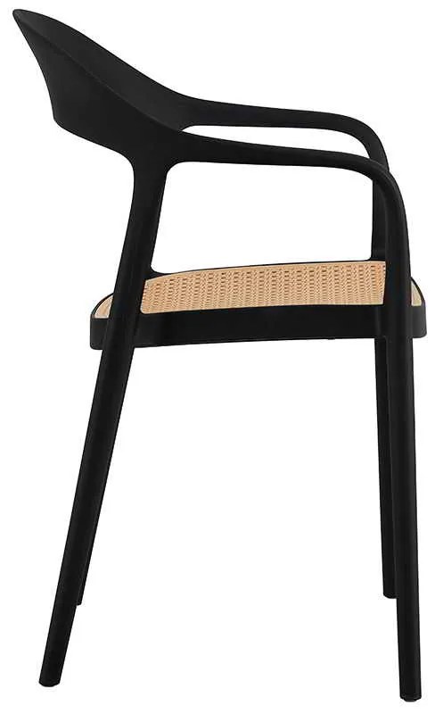Πολυθρόνα Ember pakoworld με UV protection PP μπεζ-μαύρο 52.5x56.5x81εκ.