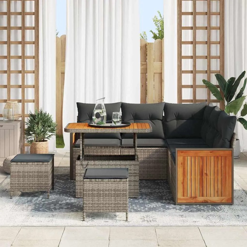 vidaXL Σετ Καναπέ Κήπου με μαξιλάρι 8 pcs Γκρι 90 x 55 x 71 cm