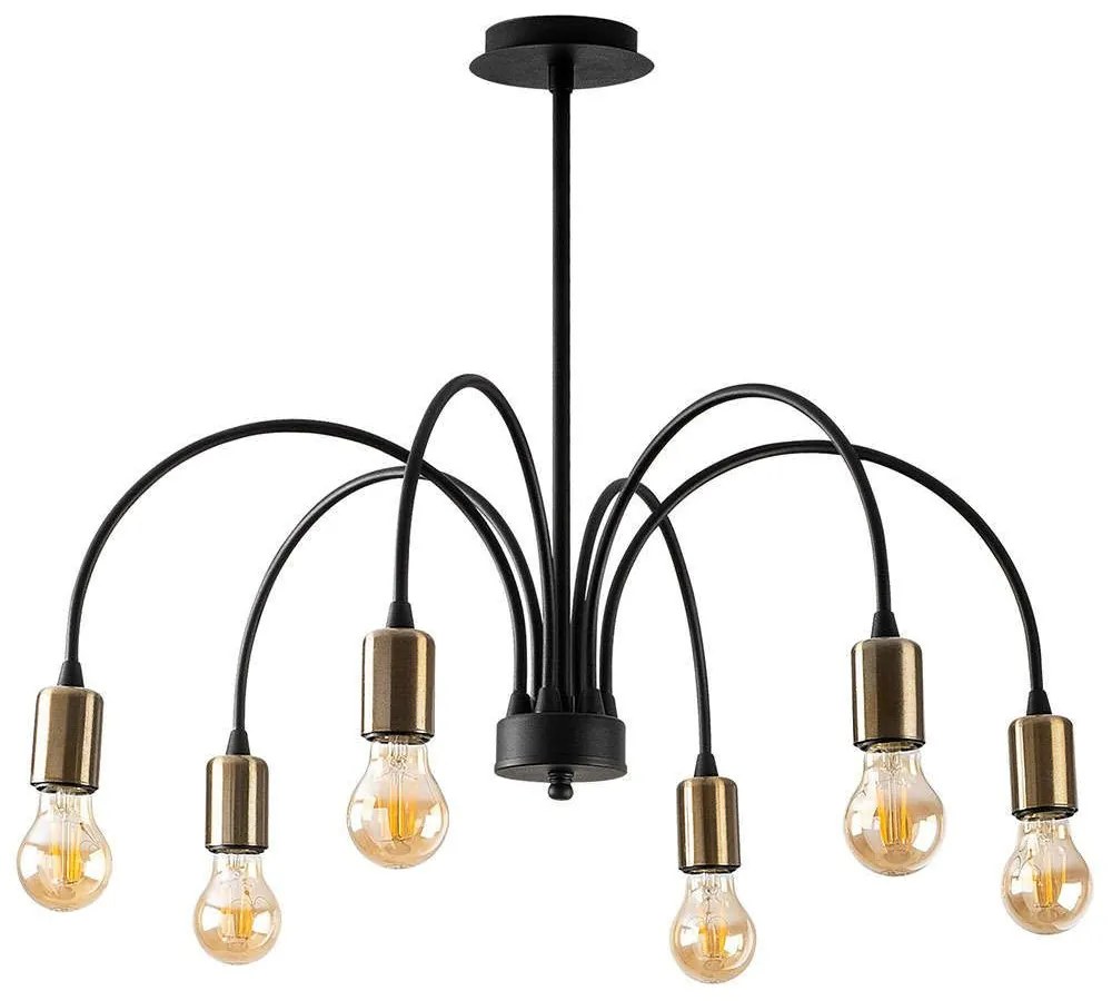 Φωτιστικό Οροφής - Πλαφονιέρα Sorek 584TTM1260 68x68x50cm 6xE27 40W Black-Gold Opviq
