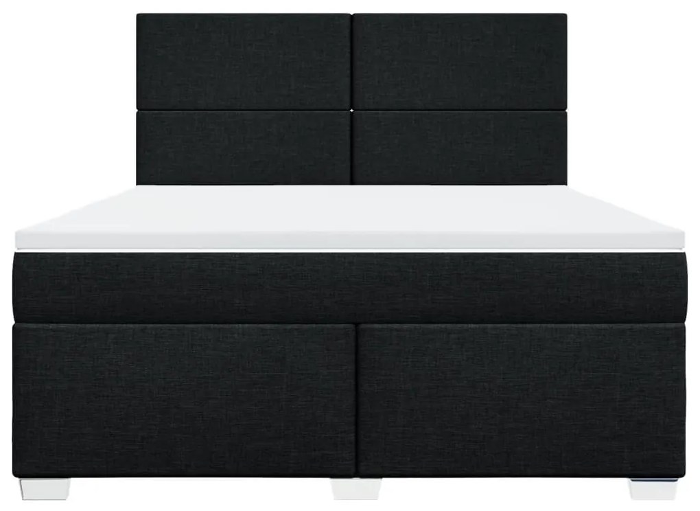 Κρεβάτι Boxspring με Στρώμα Μαύρο 180x200 εκ. Υφασμάτινο - Μαύρο