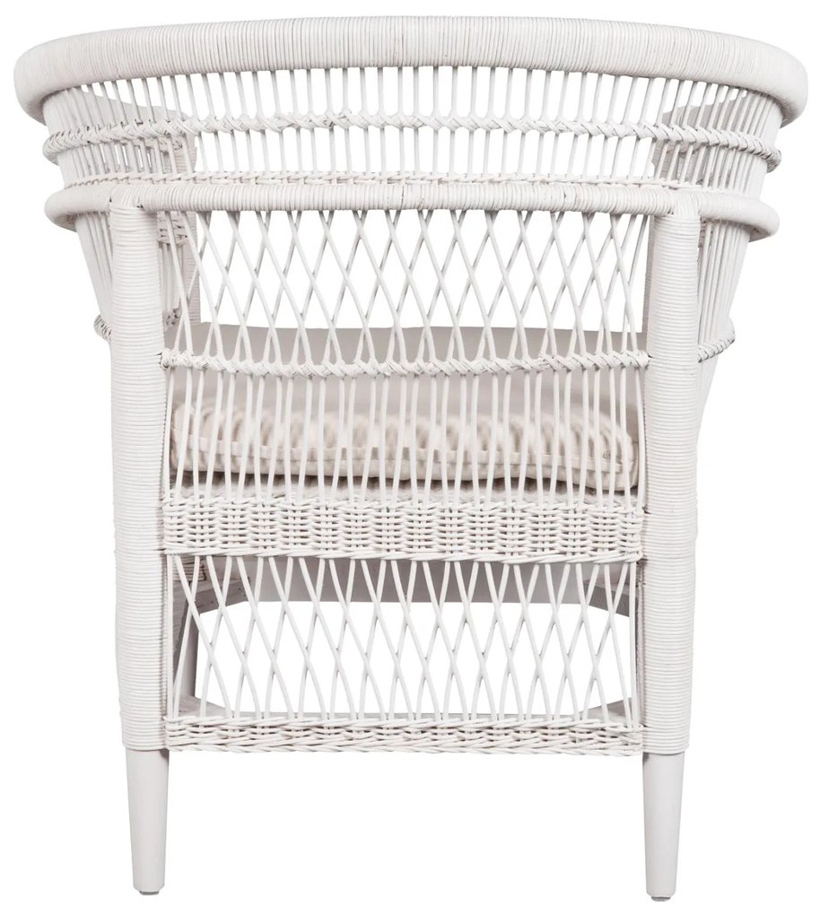Καρέκλα - Πολυθρόνα MALAWI C9635.02 Ξύλο Μαόνι με Rattan Λευκό και Λευκό Μαξιλάρι 80x70x86Υεκ. 80x70x86 εκ.