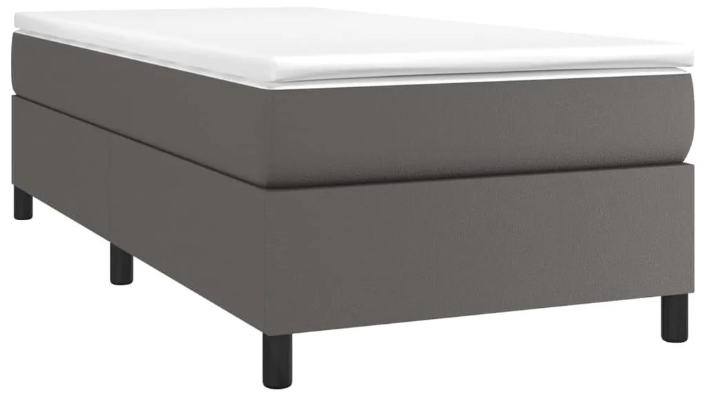 vidaXL Κρεβάτι Boxspring με Στρώμα Γκρι 80 x 200 εκ. Συνθετικό Δέρμα