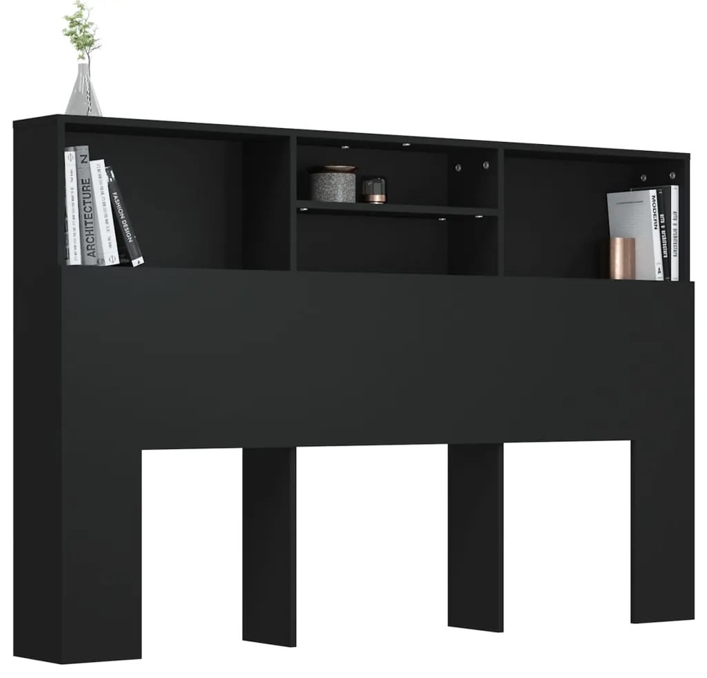 vidaXL Κεφαλάρι Με Αποθηκευτικό Χώρο Μαύρο 160 x 19 x 103,5 εκ.