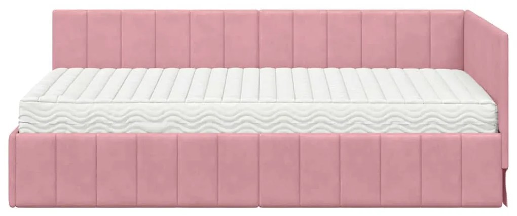 vidaXL Κρεβάτι γωνίας με στρώμα με στρώμα 2 pcs Γκρι Βελούδο