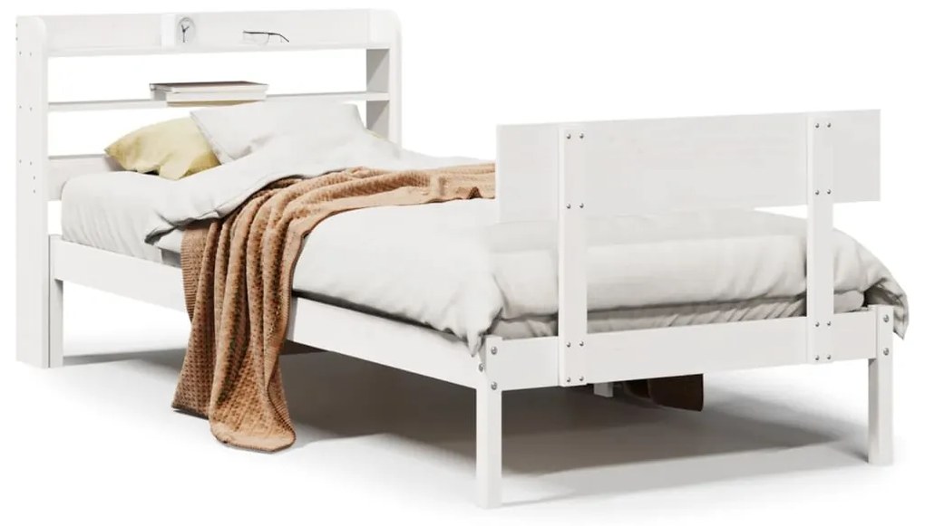 Σκελετός Κρεβ. Χωρίς Στρώμα Λευκό 90x200 εκ Μασίφ Πεύκο