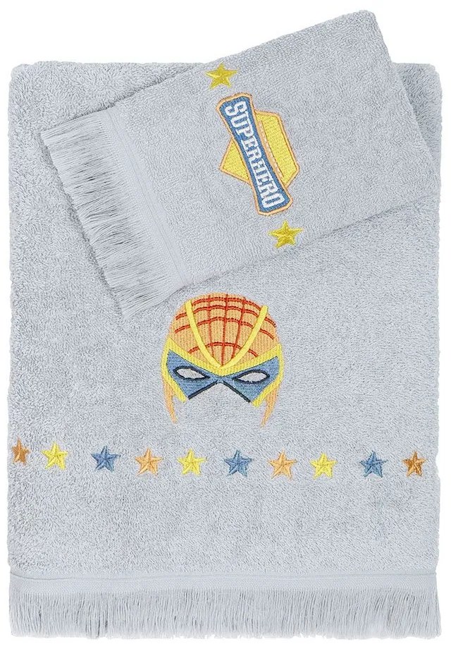 Πετσέτες Παιδικές Superheroes (Σετ 2τμχ) Grey Nima Towels Set 70x140cm 100% Βαμβάκι