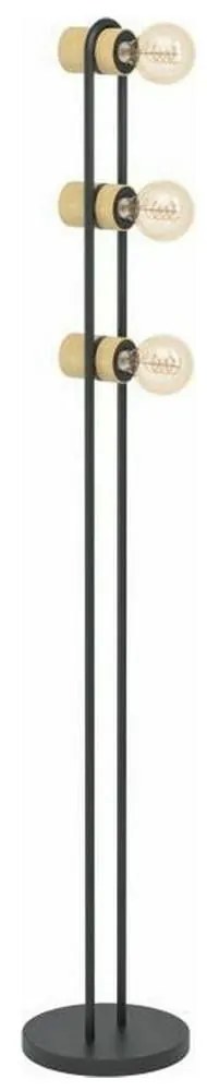 Φωτιστικό Δαπέδου 43544 Chieveley 3/E27 Wood Black-Beige Eglo Metal,Wood