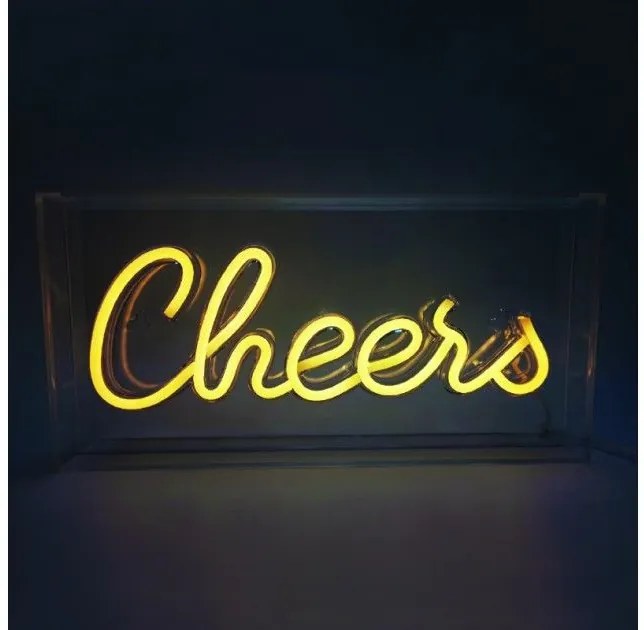 Διακοσμητικό Φωτιστικό Neon Led Πινακίδα Cheers 90xLED 3xAA 4W IP20 3000K X13901717 Aca X13901717 Διάφανο