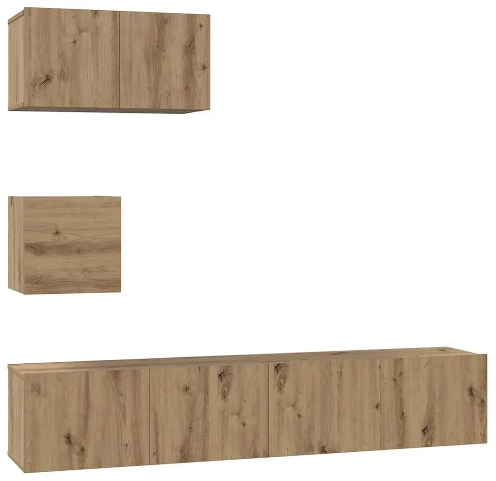 vidaXL Σετ επίπλου τηλεόρασης Επιτοίχιο 4 pcs artisan δρυς