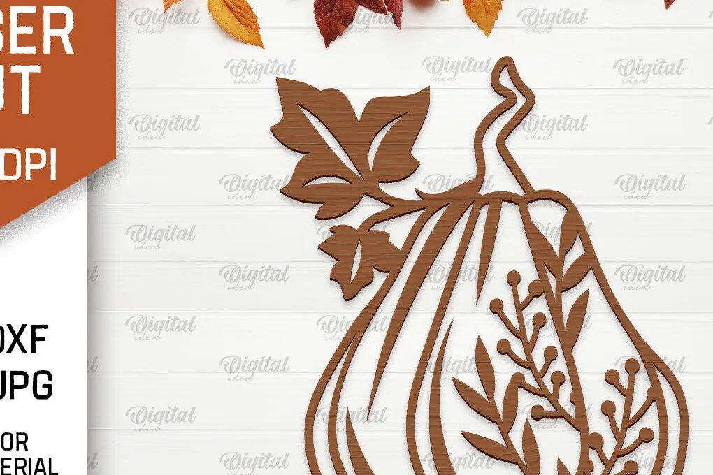 Σετ των 2 Intra απο ξύλο plywood 3mm-4mm πάχος Φθινοπωρινή διακόσμηση τοίχου κολοκύθας με λέιζερ Δίασταση 15x15 cm INTRAFABR-102188876