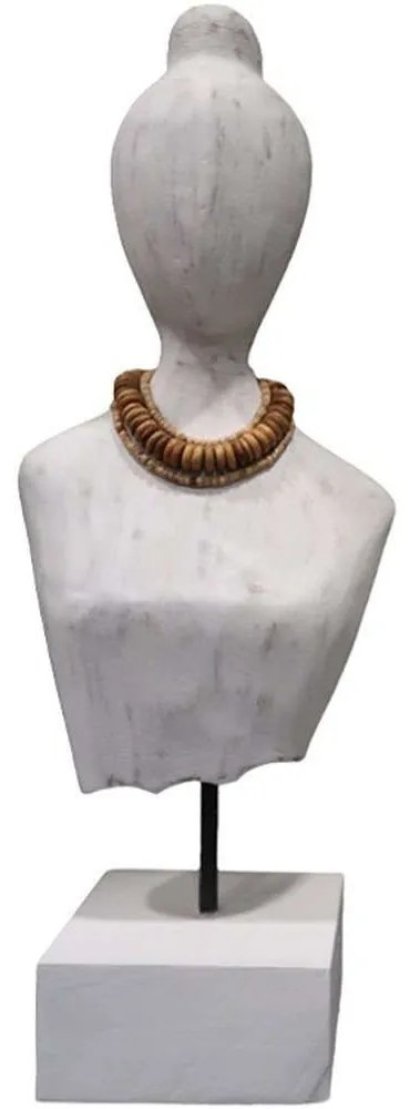 Διακοσμητική Προτομή Kasma II 312-000045 18x12x43cm Natural- White Inart Metal,Wood