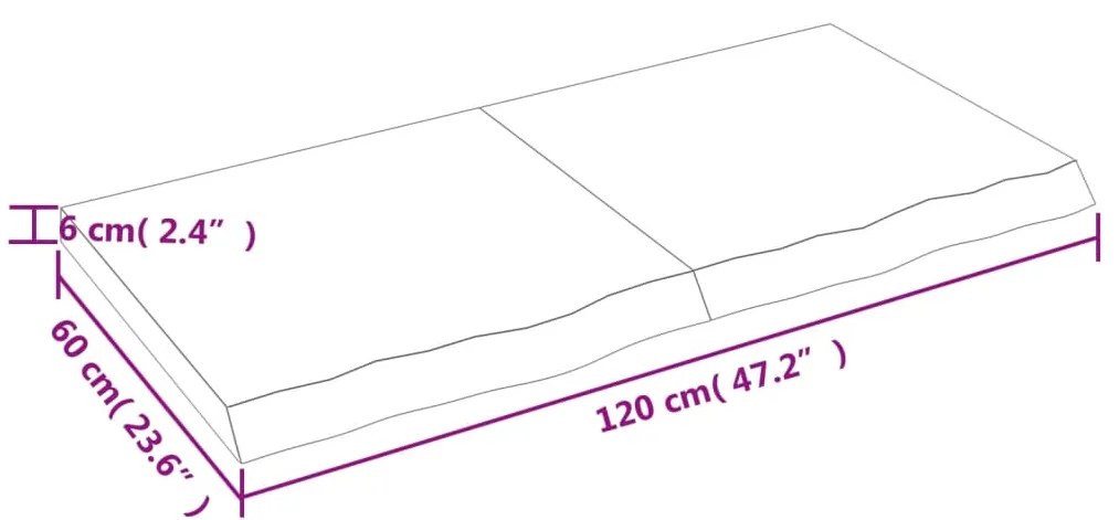 Επιφάνεια Τραπεζιού Σκούρο Καφέ 120x60x(2-6)εκ Επεξ. Μασίφ Δρυς - Καφέ