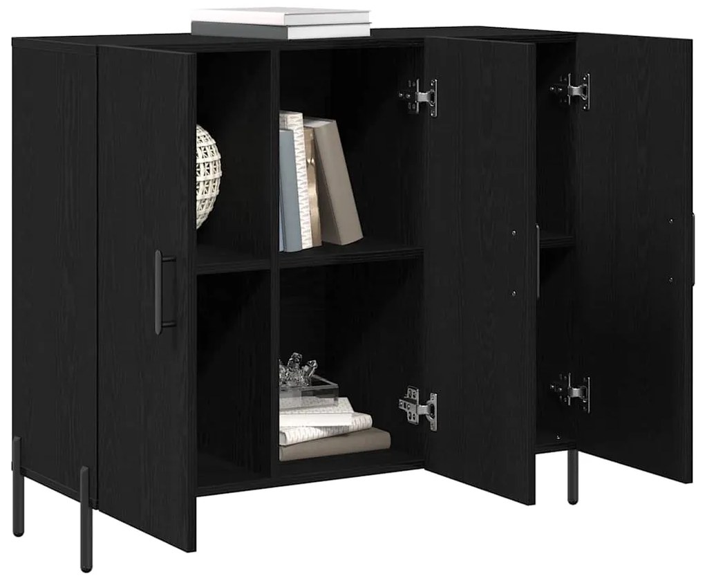 vidaXL Πλαϊνό γραφείο Μαύρη Οξυά 90 x 34 x 80 εκ. Επεξεργασμένο ξύλο