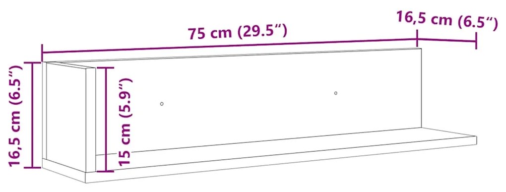 ΡΑΦΙΕΡΕΣ ΤΟΙΧΟΥ 2 ΤΕΜ. ΜΑΥΡΕΣ 75X16,5X16,5 ΕΚ ΑΠΟ ΜΟΡΙΟΣΑΝΙΔΑ 860032