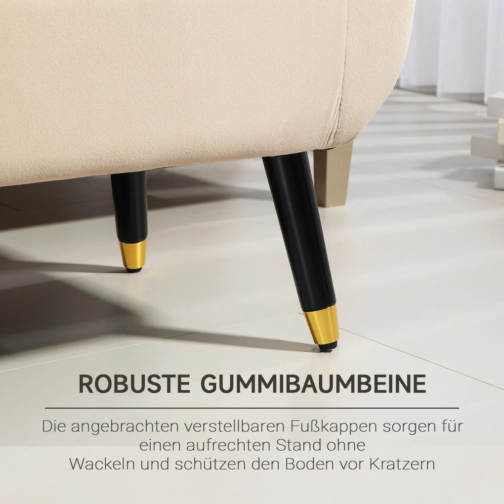 HOMCOM Βελούδινο Παγκάκι με Αποθηκευτικό Χώρο, Μπράτσα, Βελούδινο Πολυεστέρας, Καουτσούκ Ξύλο, 107 x 42 x 65 cm, Μπεζ