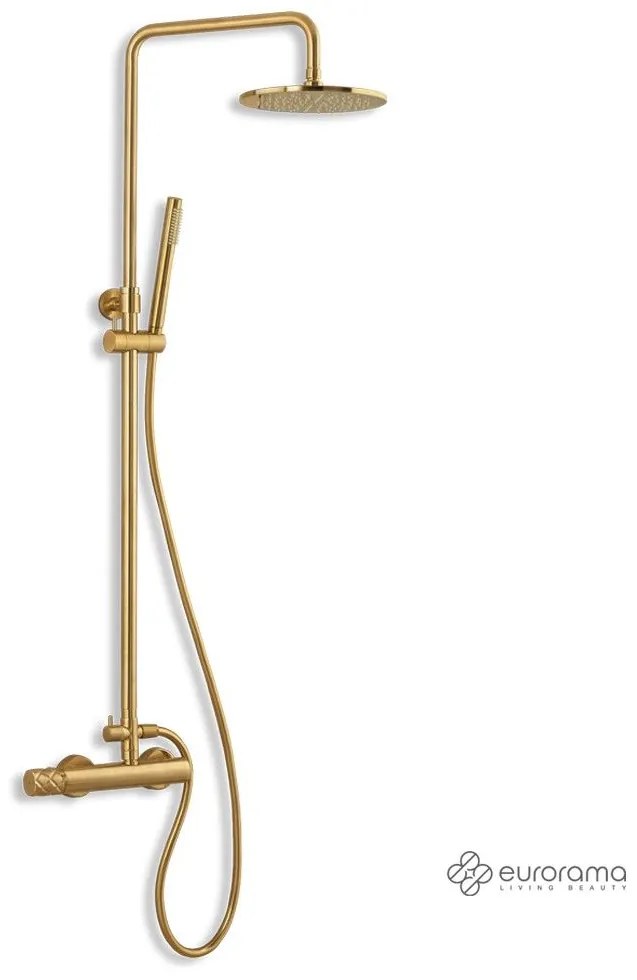 Eurorama Eletta Chester Gold Brushed Στήλη Ντουζιέρας 2 Εξόδων