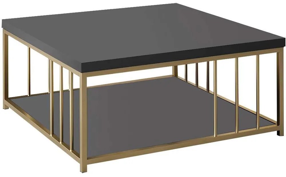 Τραπέζι Σαλονιού Zenn 618BLY1133 90x90x40cm Anthracite-Gold