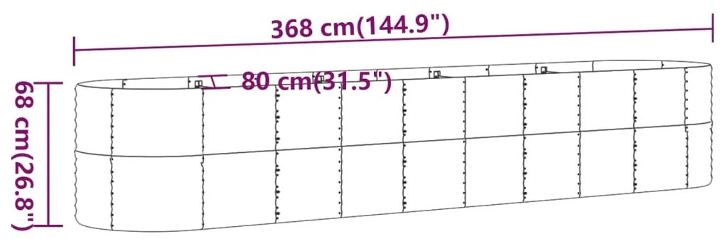 vidaXL Ζαρντινιέρα Πράσινη 368x80x68 εκ Γαλβανισμένος χάλυβας