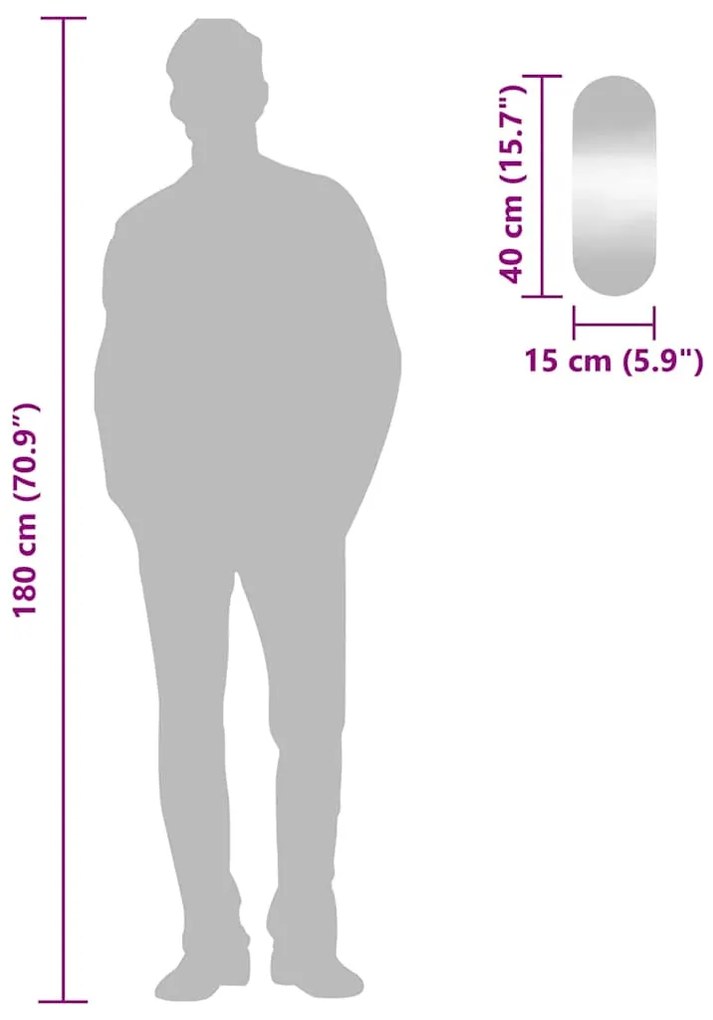 vidaXL Καθρέφτης Τοίχου Οβάλ 15 x 40 εκ. από Γυαλί