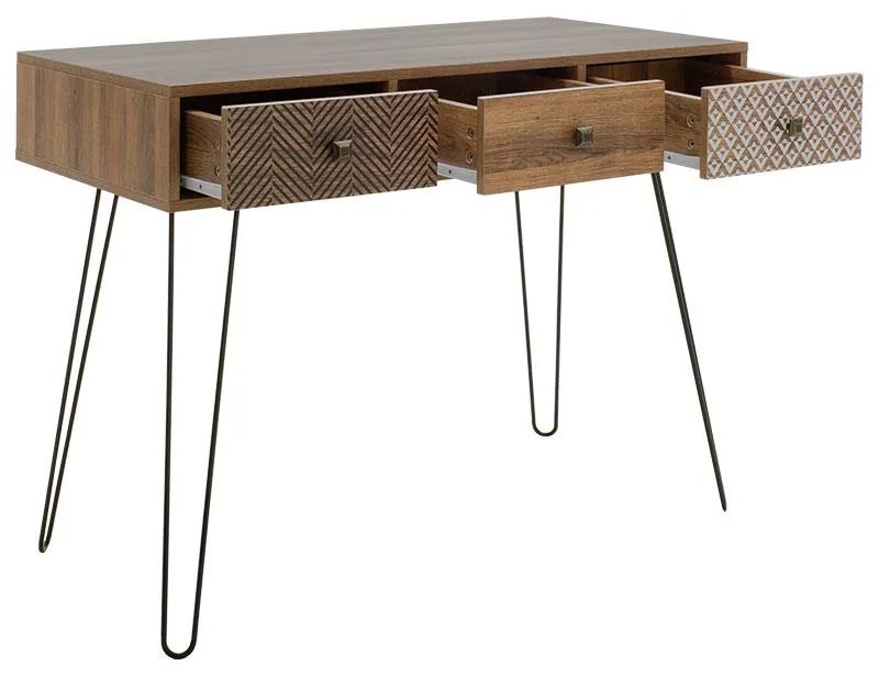 Κονσόλα Boho καρυδί με μεταλλικά πόδια 100x50,5x74,5εκ 100x50.5x74.5 εκ.
