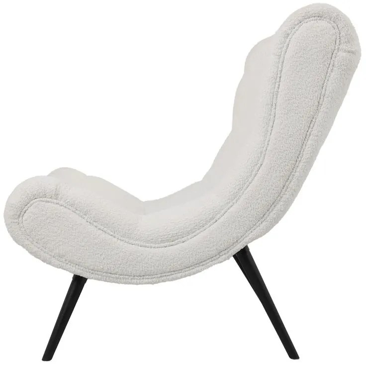 Πολυθρόνα-μπερζέρα Silla μπουκλέ ύφασμα σε λευκή απόχρωση 97x80x100εκ 97x80x100 εκ.