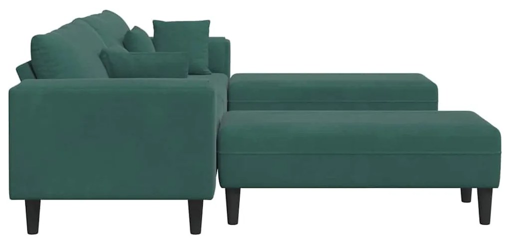 vidaXL Βελούδινος καναπές 3 pcs Σκούρο Πράσινο 208 εκ. Βελούδο