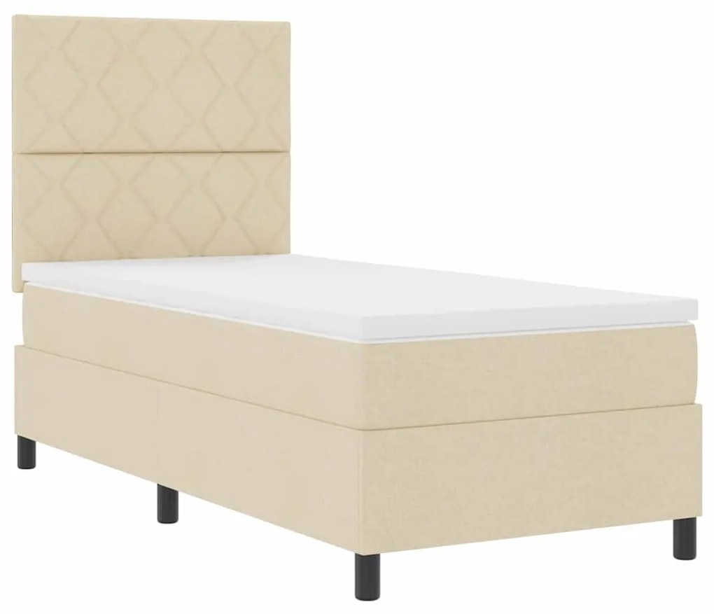vidaXL Κρεβάτι με ελατήρια με στρώμα Κρεμ 90 x 200 cm ύφασμα