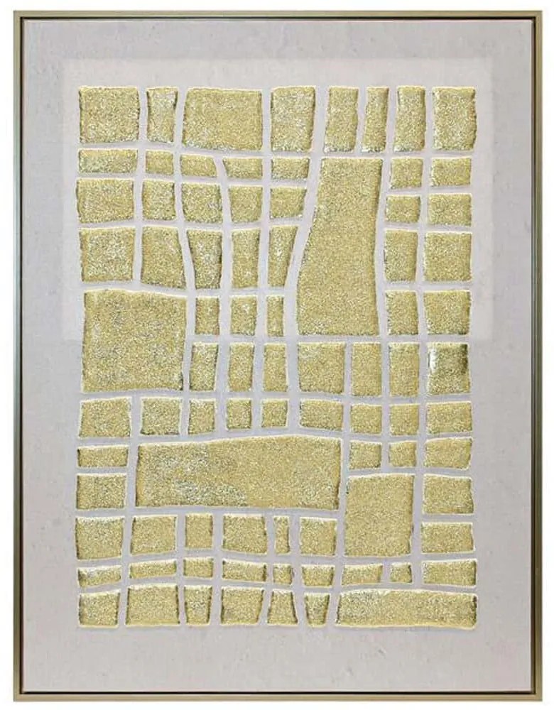 Πίνακας Καμβάς 147-225-083 60x3x80cm White-Gold Κάθετοι Πλαστικό,Καμβάς