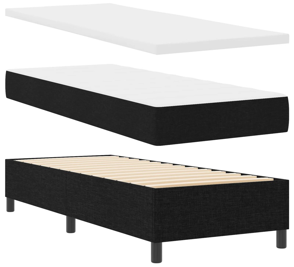 vidaXL κρεβάτι Box Spring με στρώμα & LED Μαύρο 90x190 εκ Υφασμάτινο