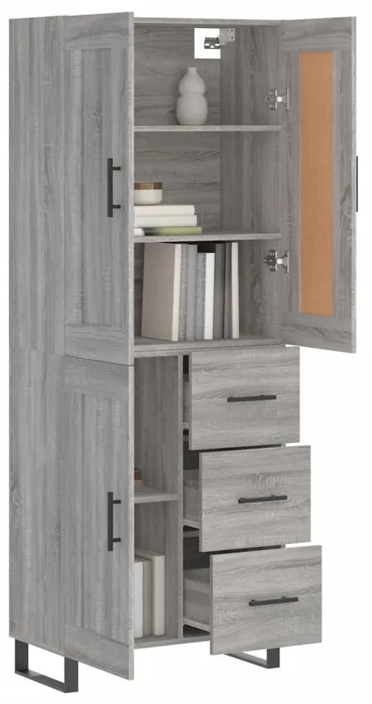 vidaXL Ντουλάπι Γκρι Sonoma 69,5 x 34 x 180 εκ. Επεξεργασμένο Ξύλο